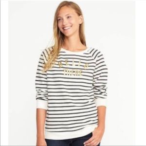 {Old Navy} Womens “Hello There” Striped Graphic Sweatshirt
